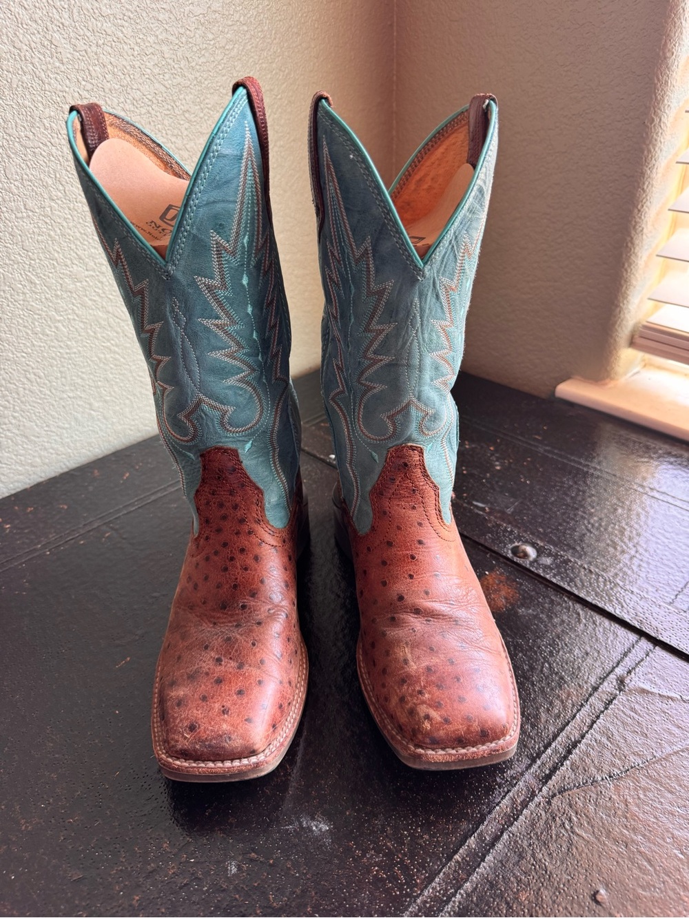 Women’s Two-Tone Western Heeled Boots - Brown & Teal